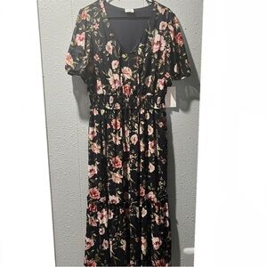 Floral Navy Maxi Dress 2X